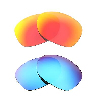 #ad Walleva Fire Red Ice Blue Polarized Lenses For Maui Jim Nalani Sunglasses