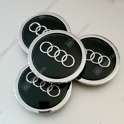 #ad 4 Black Chrome Wheel Rim Center Replacement Hub Caps for Audi 69MM 4B0601170A