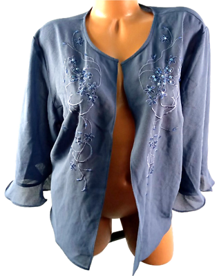 #ad Anthony richards grey sheer see through embroidered open light jacket 20WP