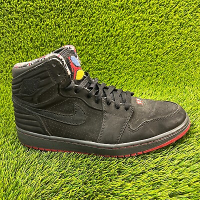 #ad Nike Air Jordan 1 Retro 93 Mens Size 12 Black Athletic Shoes Sneakers 580514 032