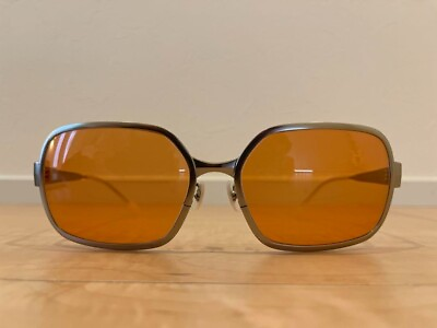 #ad Oliver Peoples OP 523 Orange Silver Sunglasses Case Cross Very GOOD