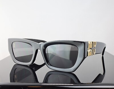 #ad Miu Miu Glimpse SMU09W Black Grey Lens Rectangle Oversized Sunglasses 100% UV