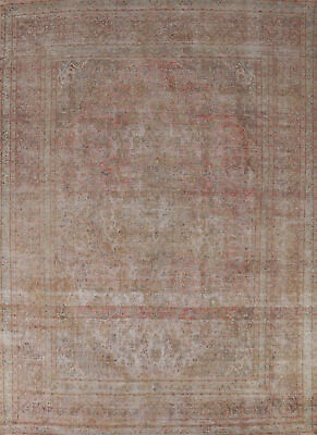 #ad Distressed Pink Meshad Traditional Vintage Area Rug 9x12 Wool Handmade Room Size