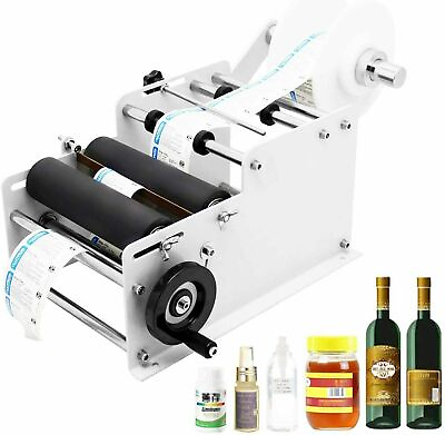 #ad Manual Round Labeling Machine Handle Bottle Labeler Label for Glass Metal Bottle