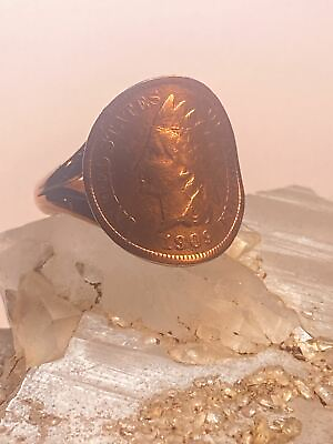 #ad Coin ring size 7.75 1909 USA copper women girls
