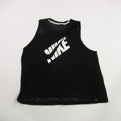 #ad Nike Shirt Womens Medium Sleeveless Lightweight Casual Tank Top Black Mesh