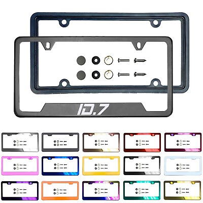 #ad New Laser Etched Customize Stainless Steel License Frame Silicone Guard Fit ID.7
