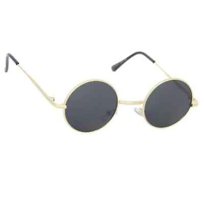 #ad Retro Round Hippie Sunglasses Dark Lens John Lennon Style Gold Small Fram RET108