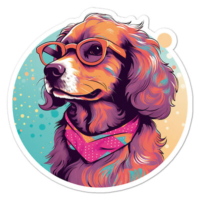 #ad Setter Dog Puppy Glasses Vinyl Decal Sticker Indoor Outdoor 3 Sizes #11069