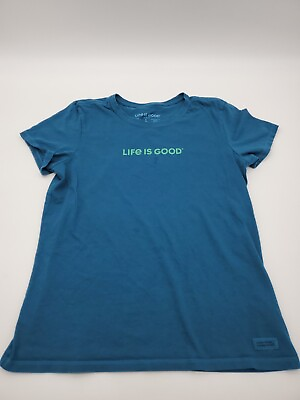 #ad Life Is Good Large women Cartoon Blue Shirt..127