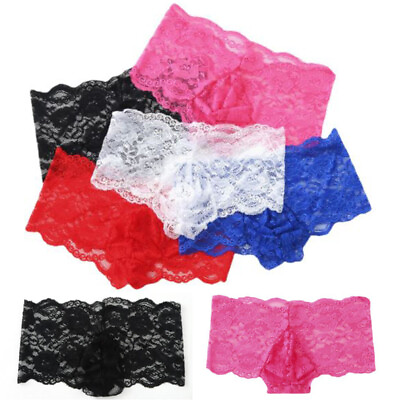 #ad Men#x27;s Sissy Floral Lace Panties Bulge Pouch Bikini Briefs G string Underwear $6.99