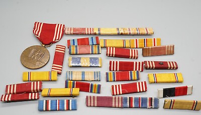 #ad WWII Army Good Conduct Medal amp; Ribbon Bars Large Group Lot Of 28