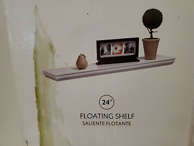 #ad Mural 24quot; x 8quot; Inch White Floating Home Depot Shelf 35 Lbs Capacity NEW