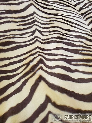 #ad Velboa Faux Fur Short Pile Fabric ZEBRA DARK BROWN ON CREAM 60quot; Wide Sold BTY $6.25