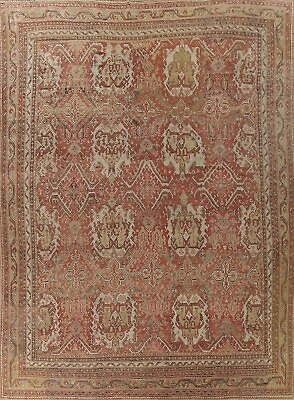 #ad Vegetable Dye Pre 1900 Oushak Turkish Large Rug 13x16 Handmade Antique Carpet