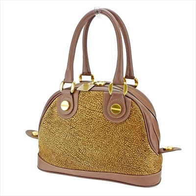 #ad Borbonese Handbag Beige Brown Woman Authentic Used T4439