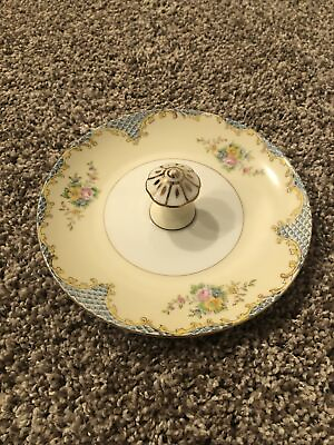 #ad vintage noritake handpainted Floral Mushroom Handle Plate