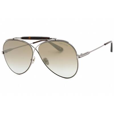 #ad Tom Ford Men#x27;s Sunglasses Full Rim Shiny Gunmetal Metal Aviator Frame FT0818 08G