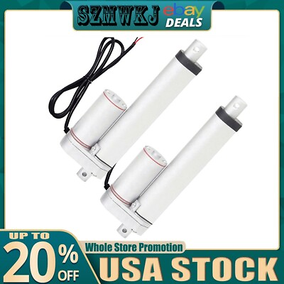 #ad Set of 2 8quot; Inch High Speed Linear Actuators DC 1500N 330lbs Max Lift Heavy Duty