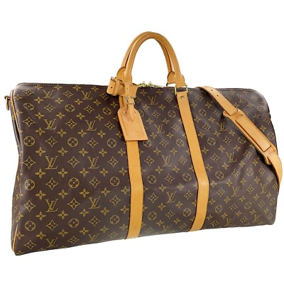 #ad Louis Vuitton Monogram Keepall Bandouliere 60 Leather Brown Boston Bag 1656