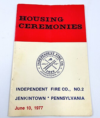#ad Independent Fire Co No2 Jenkintown Pennsylvania 1977 Housing Ceremonies Ephemera