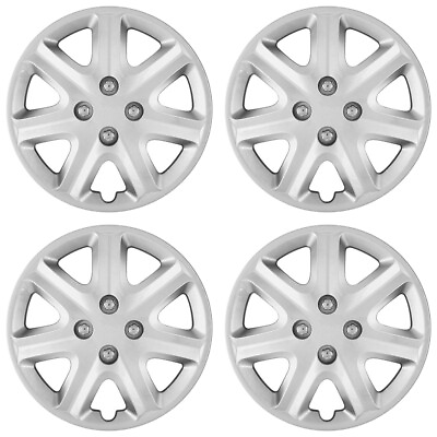 #ad 15quot; Set of 4 Silver Wheel Covers Snap On Full Hub Caps fit R15 Tire amp; Steel Rim $31.52