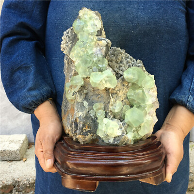 #ad 19.36LB Natural green fluorite Quartz carved Crystal Mineral Specimen Healing