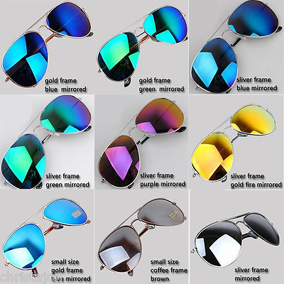 #ad Men Women Aviator Sunglasses Cop Shades Eyewear Pilot Mirrored Metal