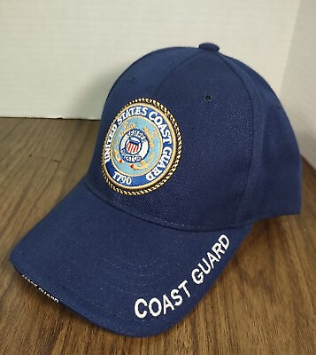 #ad US Coast Guard Hat Cap Hook And Loop Adjustable Navy Blue United States 1790