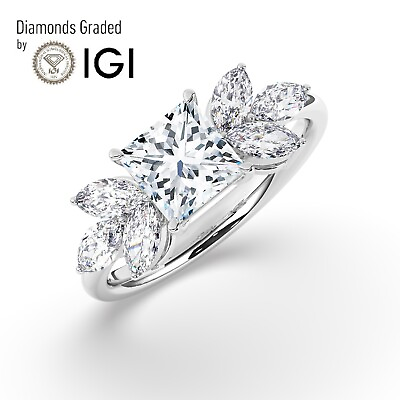 #ad IGI 1.50CT Solitaire Lab Grown Princess Diamond Engagement Ring18K White Gold $1717.60