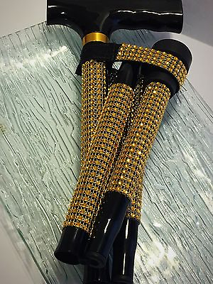 #ad Faux Rhinestone Gold Bling Metal Folding Cane. Gift Grandma Grandpa glamorous