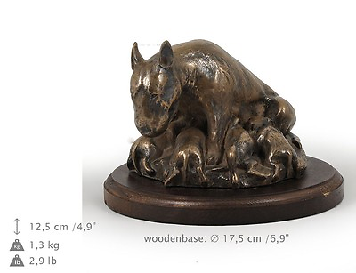 #ad Bull Terrier Mum Wood Statuette Bronze Artdog