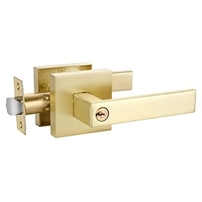 #ad Gold Stain Brass Finish Flat 3 Pack Entry Lock Keyed Alike Front Exterior Door