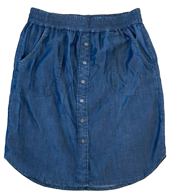 #ad NEW PRANA CHAMBRAY BUTTON FRONT DENIM SKIRT SIZE SMALL