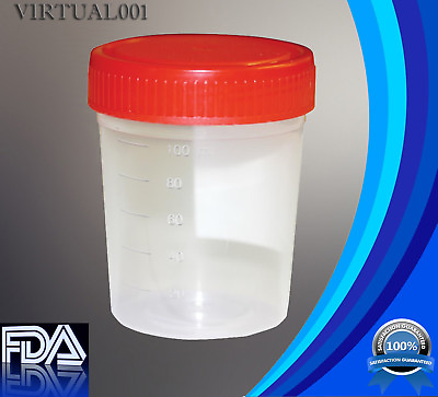 #ad 25 Specimen Cups Urine Collection 120 mL 4oz W LID ID Area