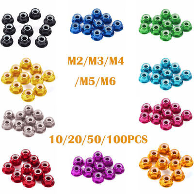 #ad 10 20 50 100PCS Color Nylon Insert Self Lock Hex Lock Nut Aluminum Locking Nuts