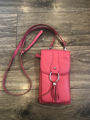#ad Coldwater Creek Pink Leather Crossbody Bag Wallet Mint Condition Barbie Malibu