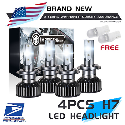 #ad 2Pairs H7 LED Headlight Bulbs Conversion Kit High Low Beam 6000K 30000ML Bright