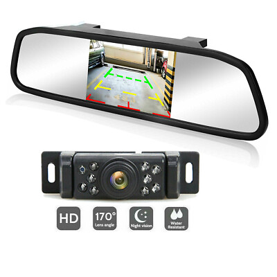 #ad 5quot; Mirror Monitor Car IR Rear View Reverse Backup Camera Night Vision Kit RV VAN