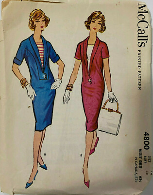 #ad Vintage McCalls 4800 women#x27;s shift dress 1950s size 14 bust 34 UNCUT