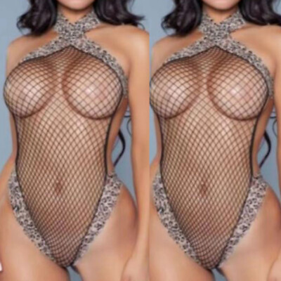 #ad Sexy Womens Sheer Mesh See Through Bodysuit Leotard High Cut Thong Playsuit