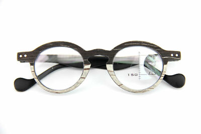 #ad Progressive Reading Glasses Retro Round Wood Grain 1.00 3.00 IFA361