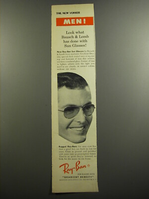#ad 1952 Bausch amp; Lomb Ray Ban Sun Glasses Ad Men Look what Bausch amp; Lomb has