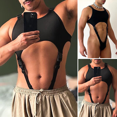 #ad Sexy Mens Strap Thongs Sleepwear Leotard Undershirts Rompers Playsuits Bodysuit