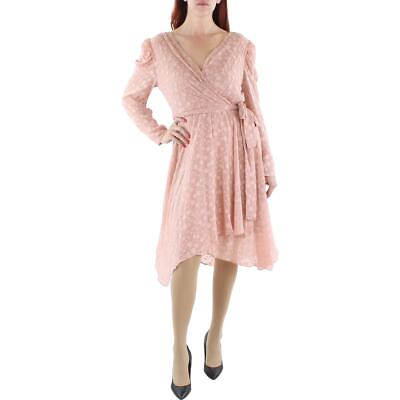 #ad Tommy Hilfiger Womens Pink Metallic Hi Low Cocktail and Party Dress 2 BHFO 8676