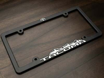 #ad Fits Tacoma license plate frame Toyota Taco Black Frames White 3D Raised Text
