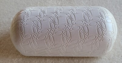 #ad Oakley White Hard Clam Shell Embossed Sunglass Eyeglass Case Protection