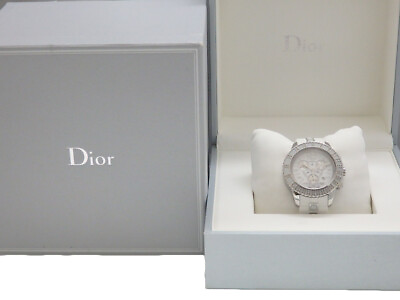 #ad Christian Dior Crystal Chronograph Diamond Bezel CD114311 Wristwatch with Box