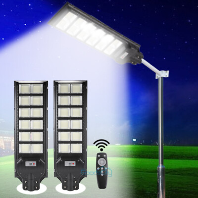 #ad 2X 1200W Commercial Solar Street Light LED Full Brightness Dusk Dawn Road Lamp