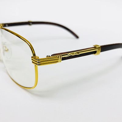 #ad Clear Lens Executive Migos Eyeglasses Sunglasses Metal Wood Frame Square Euro